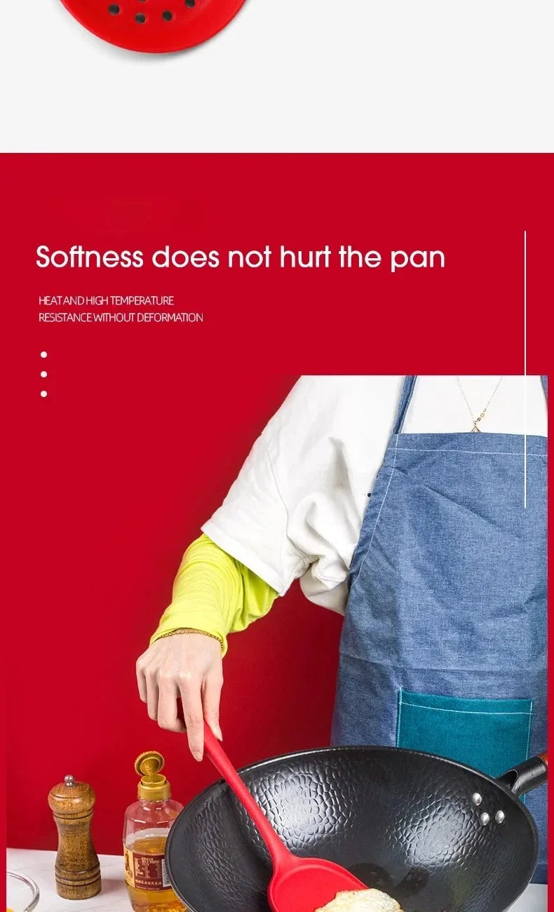 6PCS Silicone Kitchen Utensils Set – Spatulas, Slotted Spoon, Rice Scoop Heat Resistant Cooking Tools