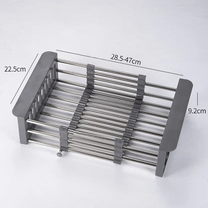 Roll-Up Triangle Dish Drying Rack – Foldable Stainless Steel Sink Corner Organizer for Sponge & Rag