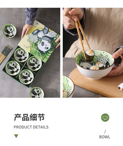Creative Panda Ceramic Tableware Set, Cartoon Porcelain Dinnerware Gift Box Set
