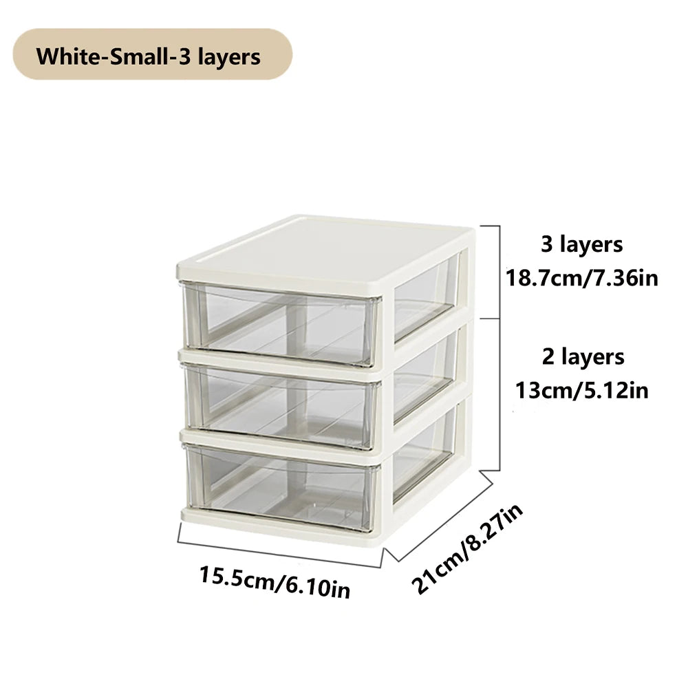 Clear Desktop Storage Box with Drawer – Heightened Plastic Table Organizer for Stationery & Cosmetics