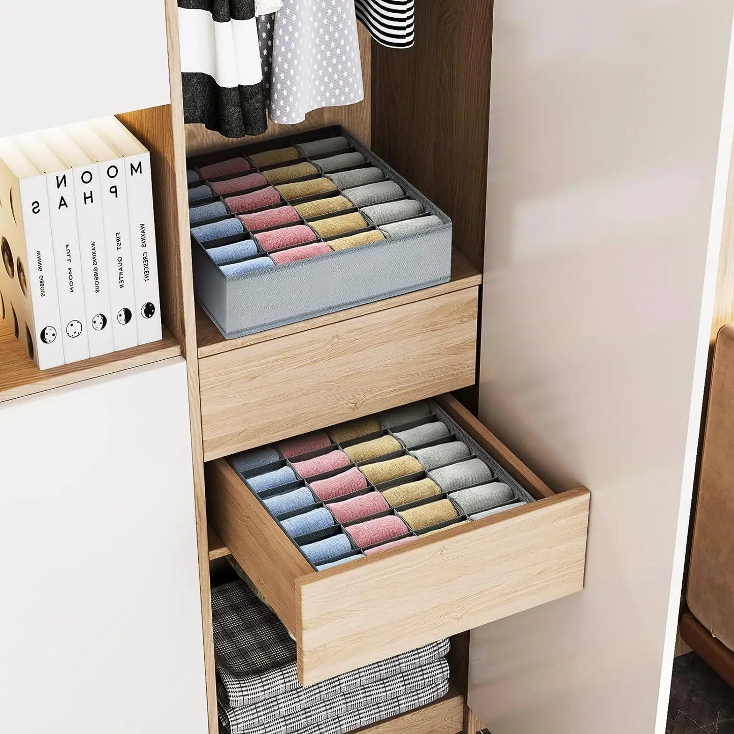 Underwear Drawer Organizer Box – Bra, Socks & Clothes Storage for Cabinet, Closet & Wardrobe