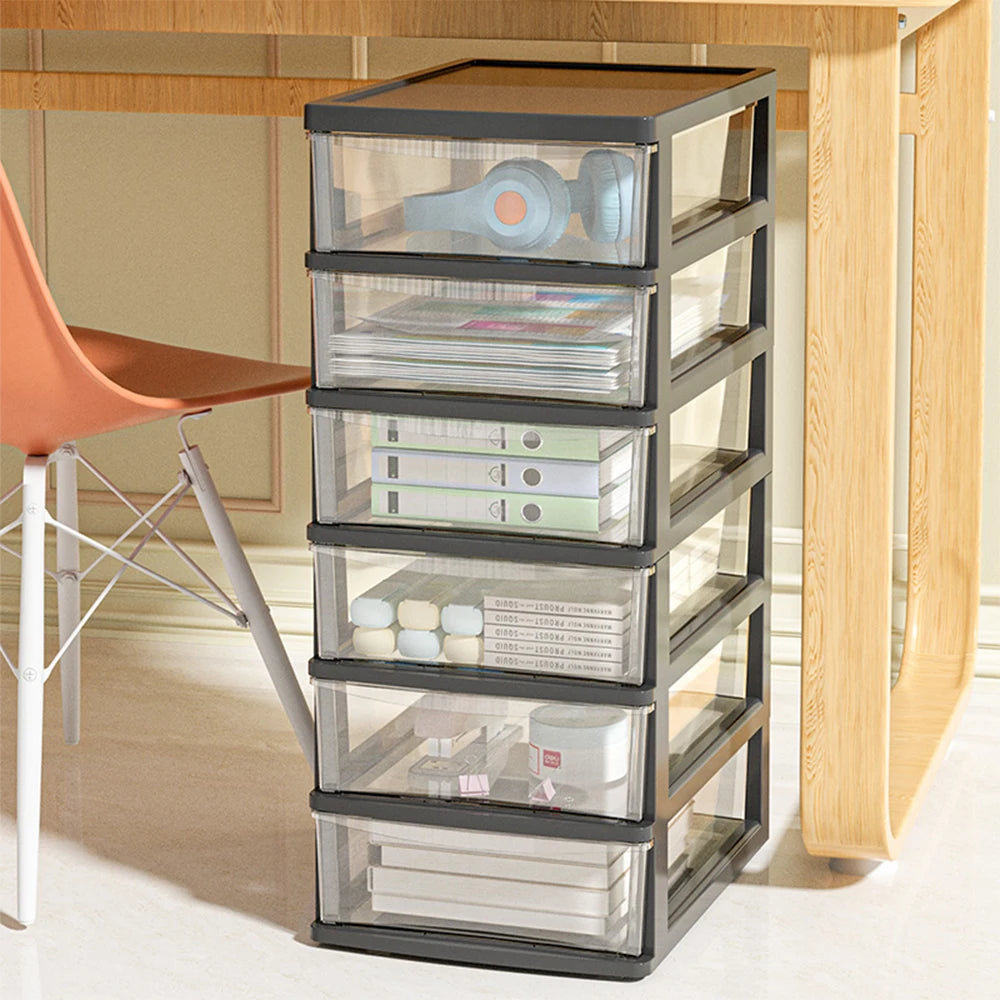 Clear Desktop Storage Box with Drawer – Heightened Plastic Table Organizer for Stationery & Cosmetics