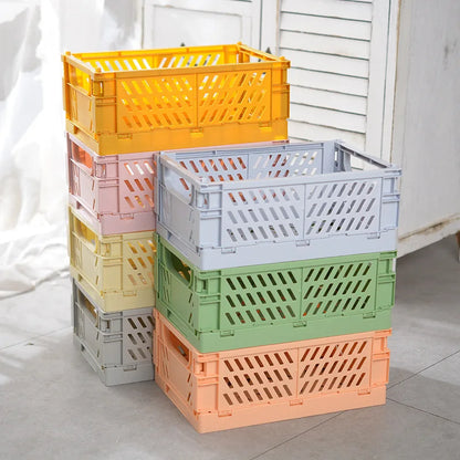 Collapsible Plastic Crate – Folding Storage Box Basket for Desktop, Cosmetics & Home Organization