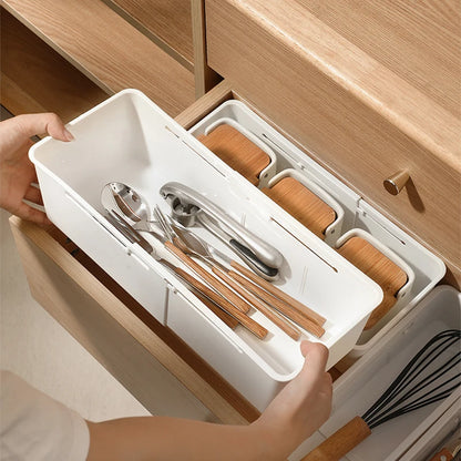 Extendable Drawer Organizer with Adjustable Dividers – Multi-Purpose Storage Box for Home, Office & Kitchen