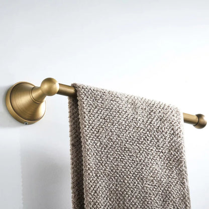 Luxury Solid Brass Bathroom Accessories Set, Antique Brass Towel Bar, Paper Holder, Towel Ring & Robe Hook
