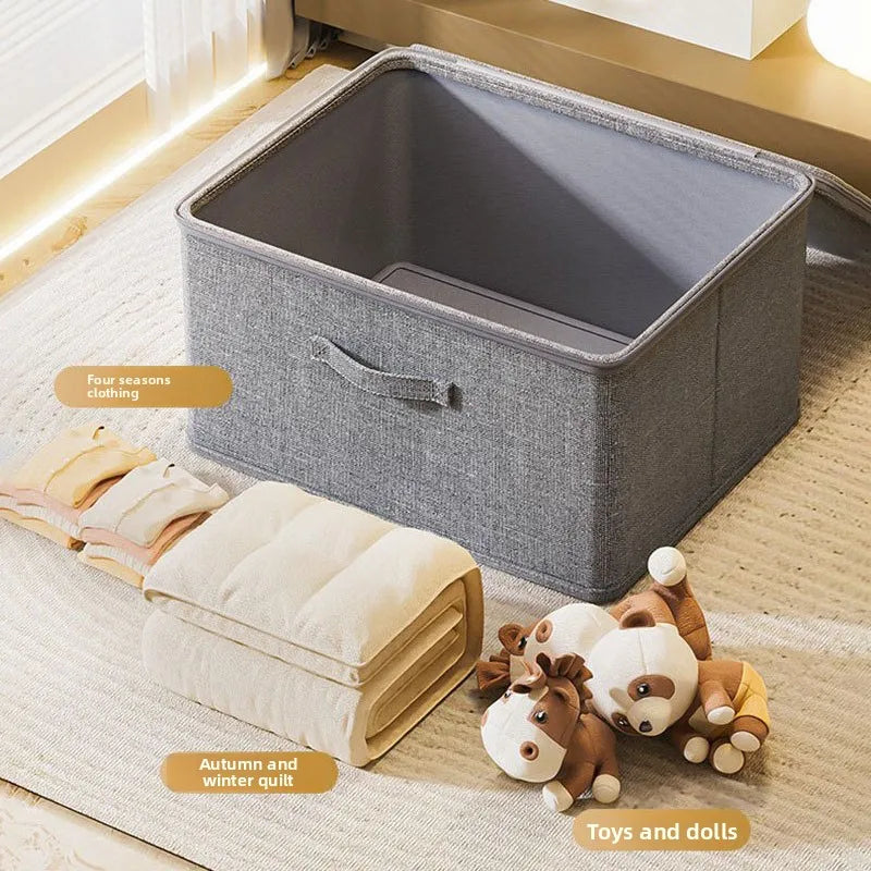 Foldable Cationic Fabric Storage Box with Soft Lid – Multi-Purpose Organizer Bin for Clothes & Toys