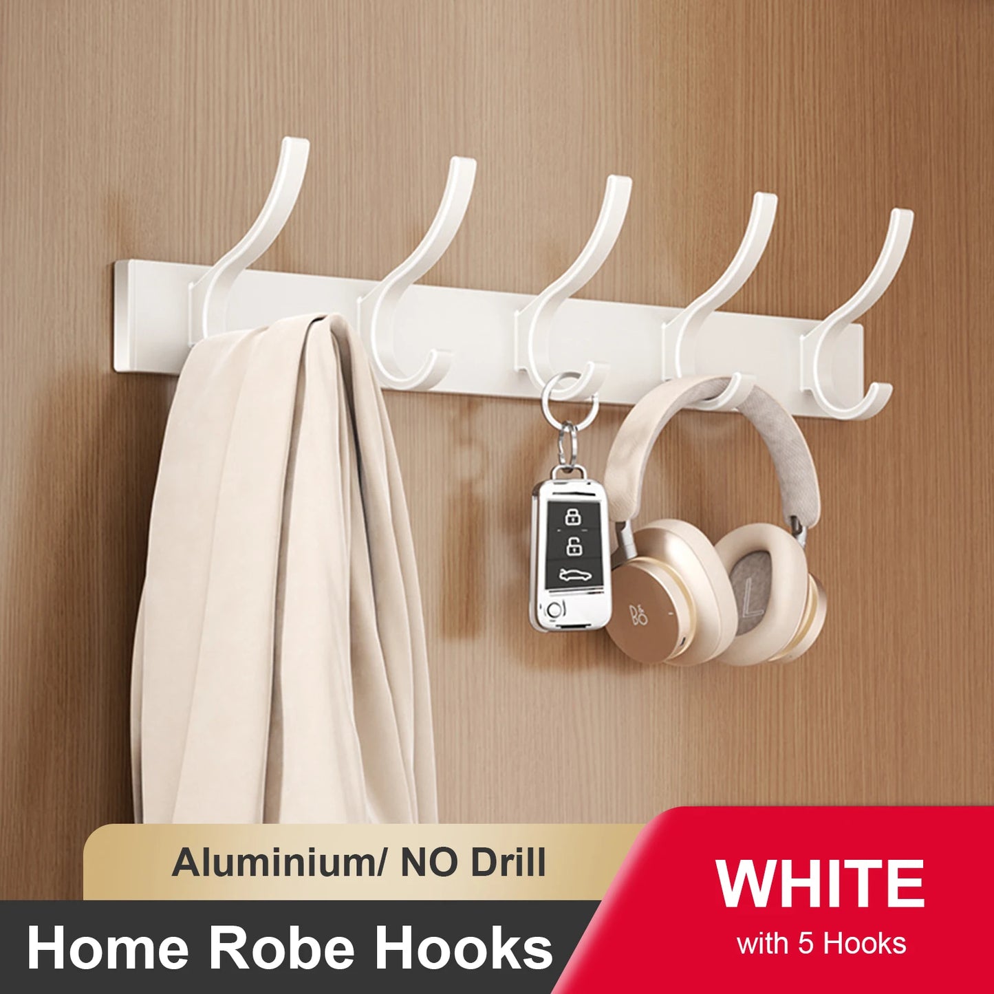 Adhesive Wall Clothes Hooks – No-Drill Bathroom Towel & Door Back Hanging Hooks