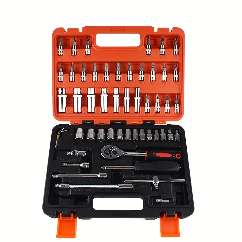 Stainless Steel Car Repair Tool Kit, Socket Set for Off-Road Motorcycle and Automotive Maintenance
