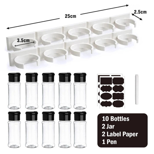 Plastic Spice Jars Seasoning Shaker Bottles, Kitchen Condiment Storage Containers for Salt, Pepper & Spices