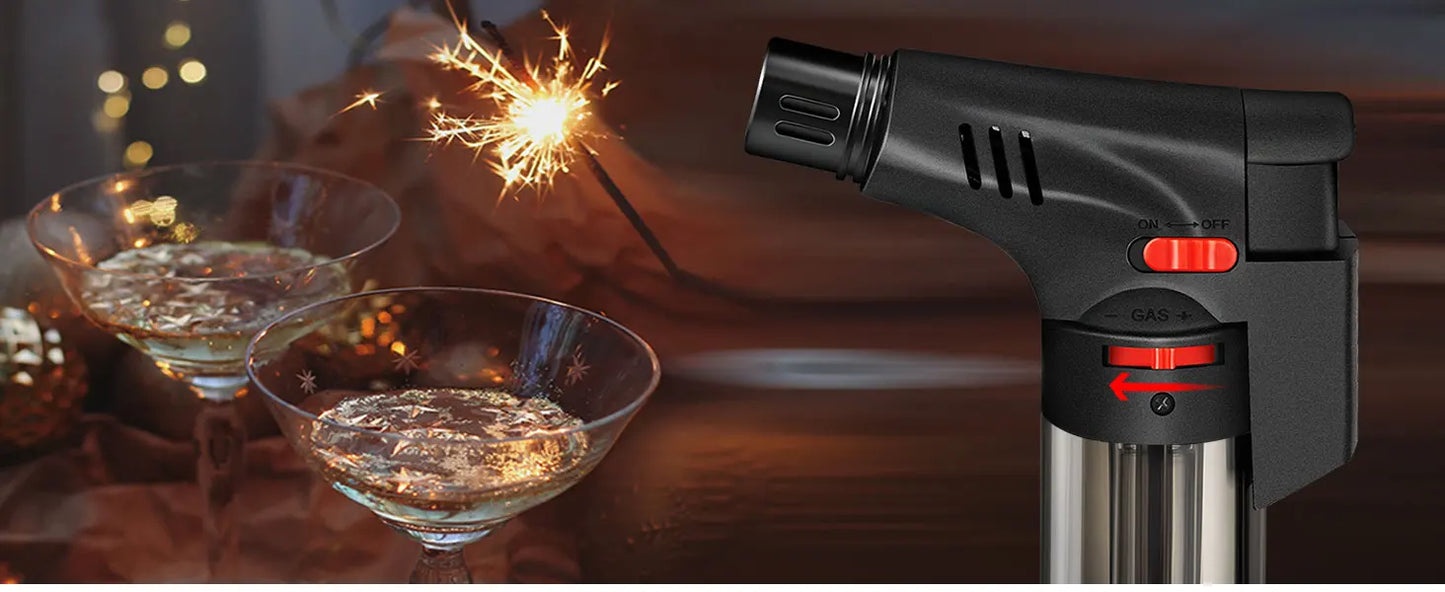 5Pack High Jet Flame Torch Lighter Transparent Body Design Butane Gas Refillable Adjustable Butane Jet Flame Ignition Tool