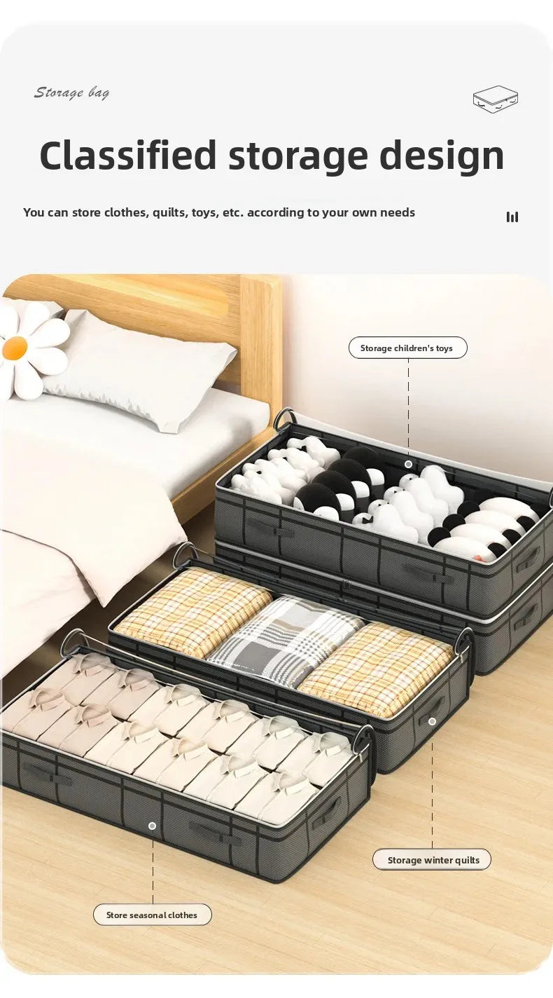 Large Underbed Storage Bag, Foldable Clothes & Quilt Organizer for Bedroom, Dorm & Wardrobe