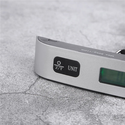 Portable Digital Luggage Scale with LCD Display, 50kg / 110lb Electronic Hanging Suitcase Scale, Travel Baggage Weight Checker with Temperature Display