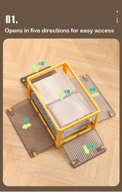 Foldable Storage Box with Wheels, Stackable Closet Organizer for Clothes, Quilts, Toys & Books