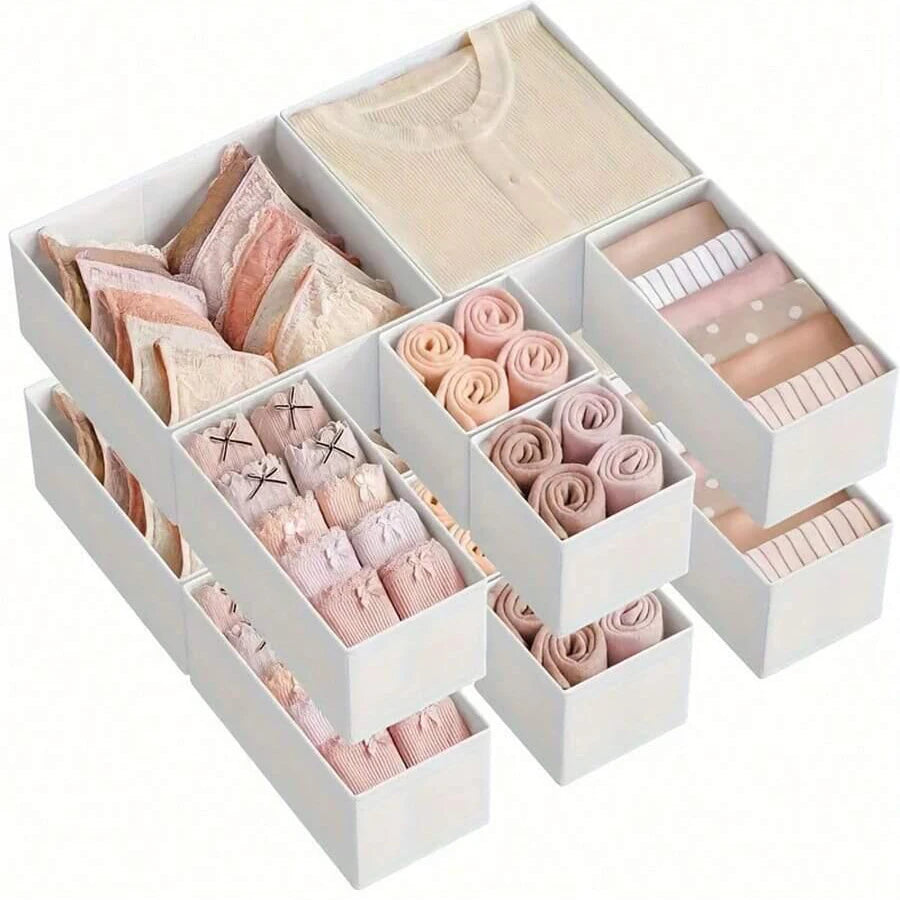 Foldable Underwear Organizer Set (6/12PCS) – Hard Storage Boxes for Bras, Socks & Drawer Closet Organization