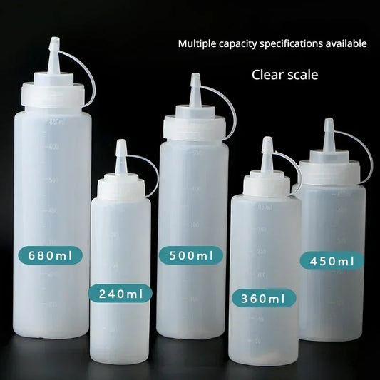 Large Squeeze Condiment Bottles with Nozzles – Ketchup, BBQ Sauce, Olive Oil Dispenser Squeeze Bottles Kitchen Gadget