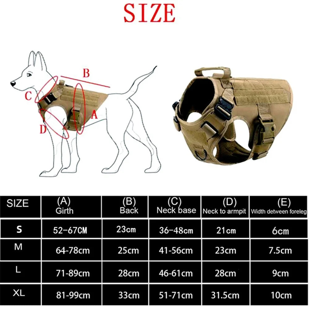 Tactical Dog Harness and Leash Set for Large and Medium Dogs, Military-Style Training Vest for German Shepherd, Golden Retriever, and Working Breeds