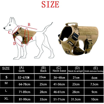 Tactical Dog Harness and Leash Set for Large and Medium Dogs, Military-Style Training Vest for German Shepherd, Golden Retriever, and Working Breeds