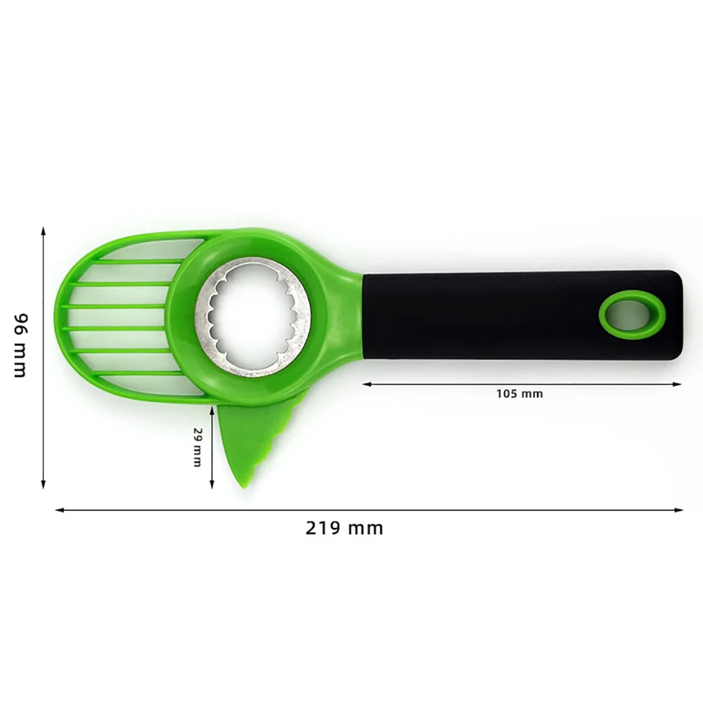 3-in-1 Avocado Slicer – Stainless Steel Core Separator, Fruit Peeler & Plastic Knife Tool