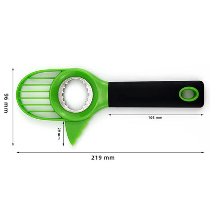 3-in-1 Avocado Slicer – Stainless Steel Core Separator, Fruit Peeler & Plastic Knife Tool