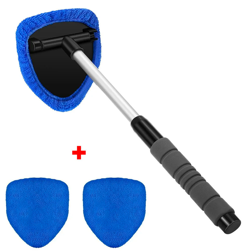 Telescopic Car Window Windshield Cleaning Brush Set – Microfiber Glass Cleaner Mist Scraper Eliminator