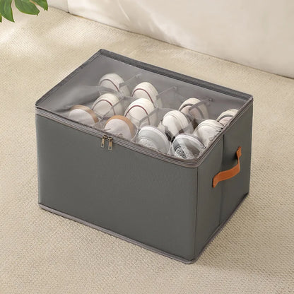 Foldable Shoe Organizer with Lid – Heavy-Duty Oxford Fabric Storage Box with Clear Front Panel