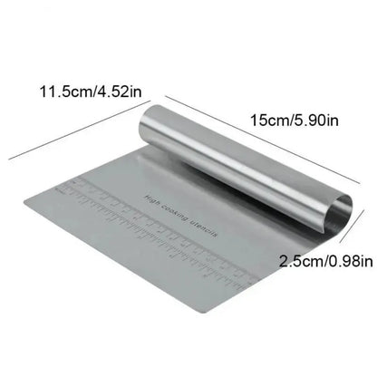 Stainless Steel Dough Scraper, Multifunctional Cake & Cream Scraper with Scale, Baking and Cutting Tool
