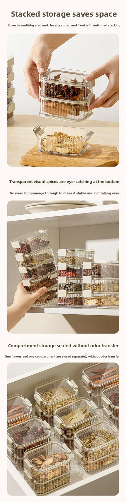 Sturdy Transparent Sealed Kitchen Storage Boxes, Large Capacity Stackable Food Storage Containers for Pantry & Kitchen Organization