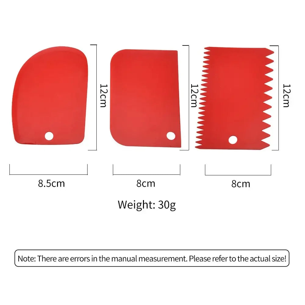 Plastic Dough Scraper Set, 3-Piece Thickened Baking & Cream Decorating Scrapers for Dough, Pastry and Cake
