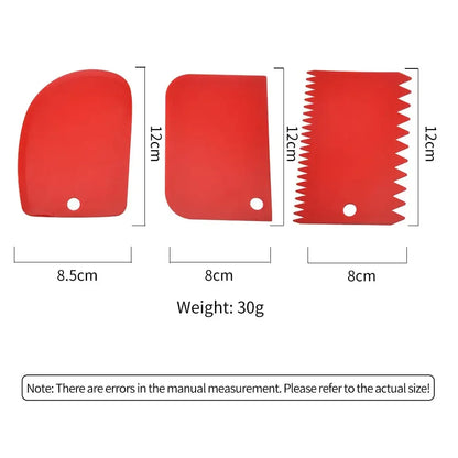 Plastic Dough Scraper Set, 3-Piece Thickened Baking & Cream Decorating Scrapers for Dough, Pastry and Cake