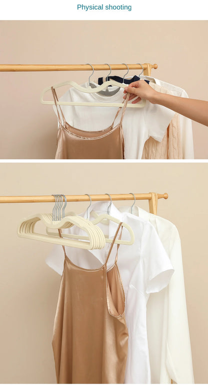 10PCS Flocking Plastic Clothes Hangers – Space-Saving Anti-Slip Short Neck Drying Hangers