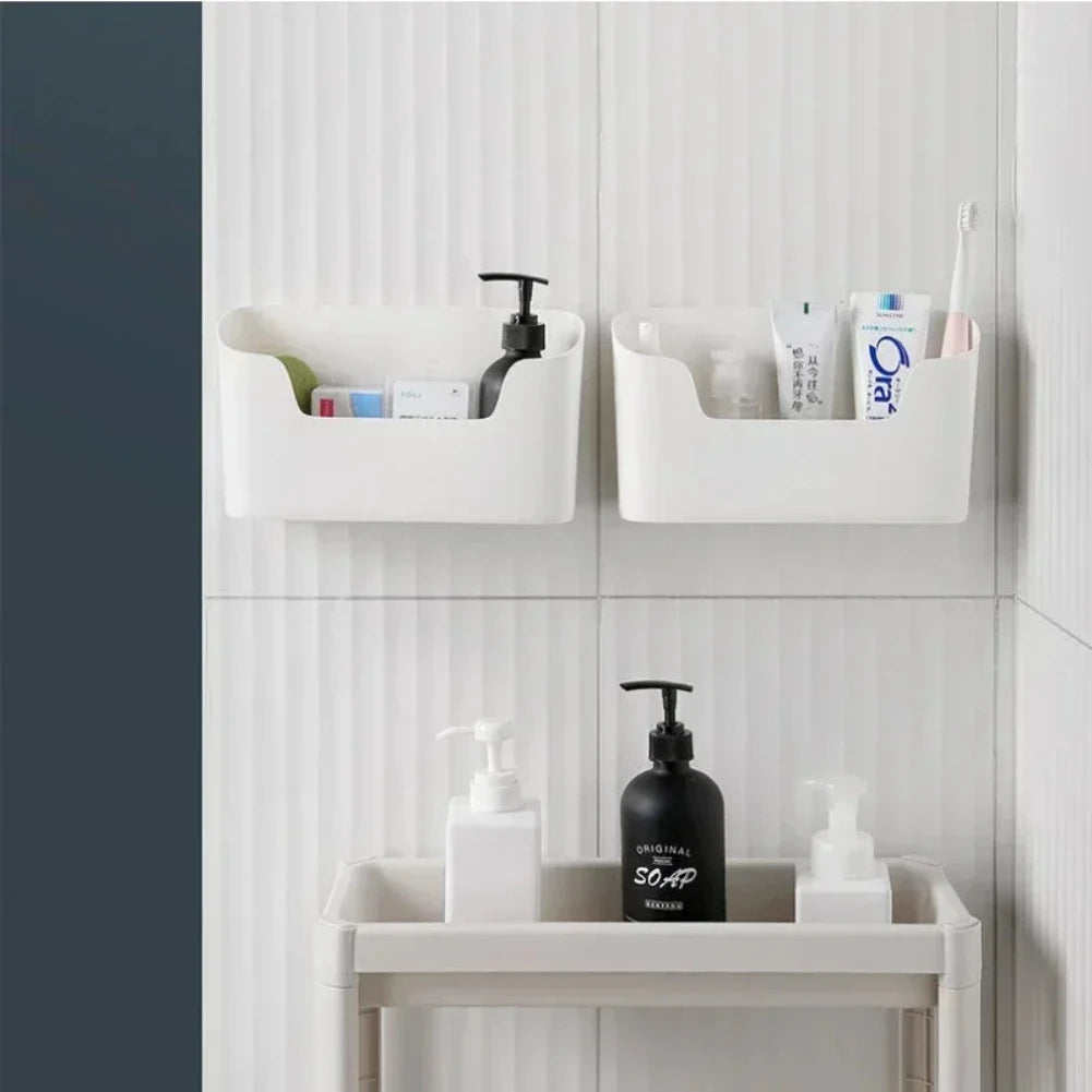 Wall-Mounted Adhesive Storage Rack – Multifunctional Cabinet Door & Under-Sink Organizer for Kitchen & Bathroom