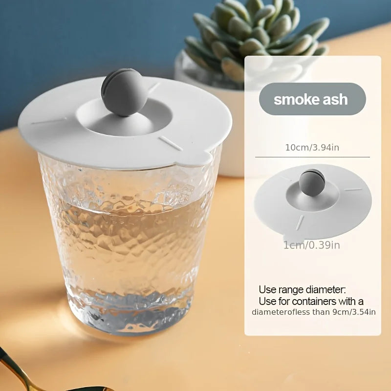 Round Heat-Resistant Cup Lid Cover – Non-Toxic Silicone Universal Mug Lid with Spoon Holder