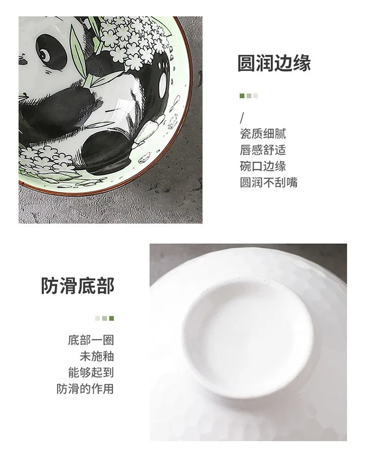 Creative Panda Ceramic Tableware Set, Cartoon Porcelain Dinnerware Gift Box Set