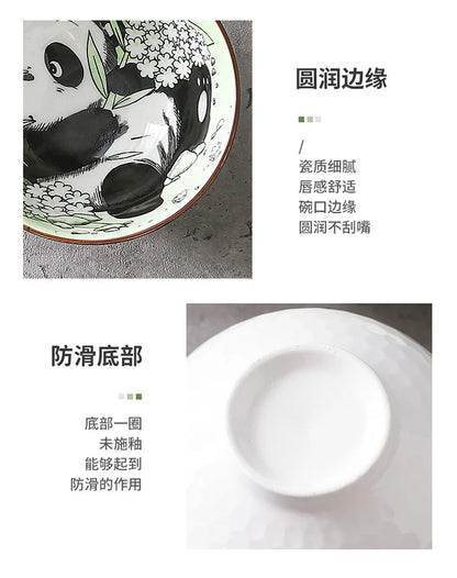 Creative Panda Ceramic Tableware Set, Cartoon Porcelain Dinnerware Gift Box Set