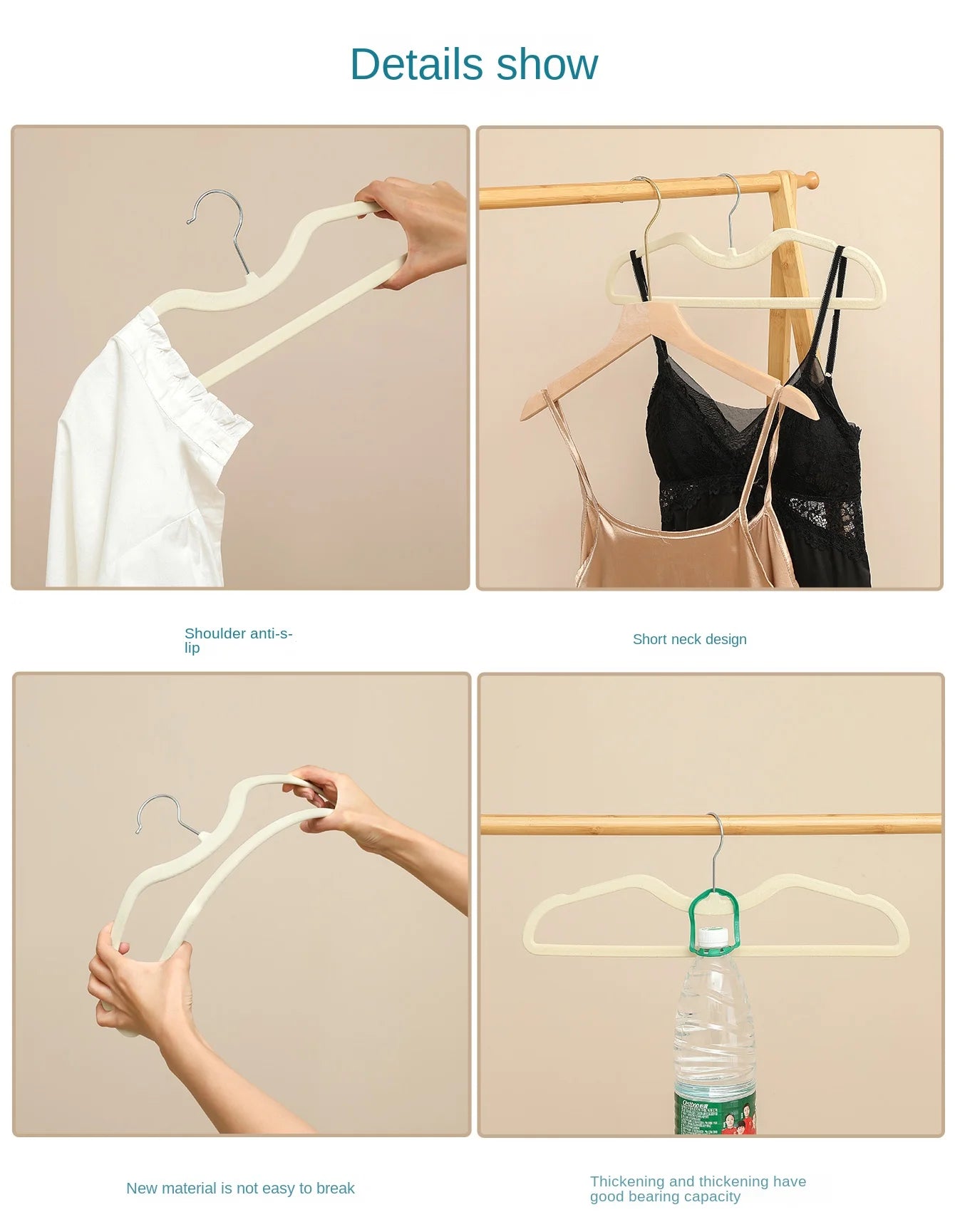 10PCS Flocking Plastic Clothes Hangers – Space-Saving Anti-Slip Short Neck Drying Hangers