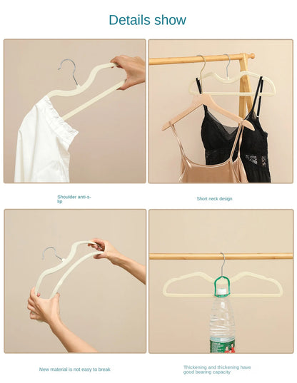 10PCS Flocking Plastic Clothes Hangers – Space-Saving Anti-Slip Short Neck Drying Hangers