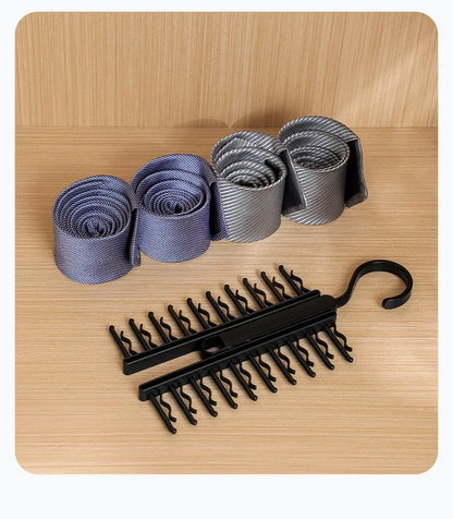 Rotatable Tie Hanger – 20-Row Large Capacity Necktie & Belt Organizer with Skidproof Hooks