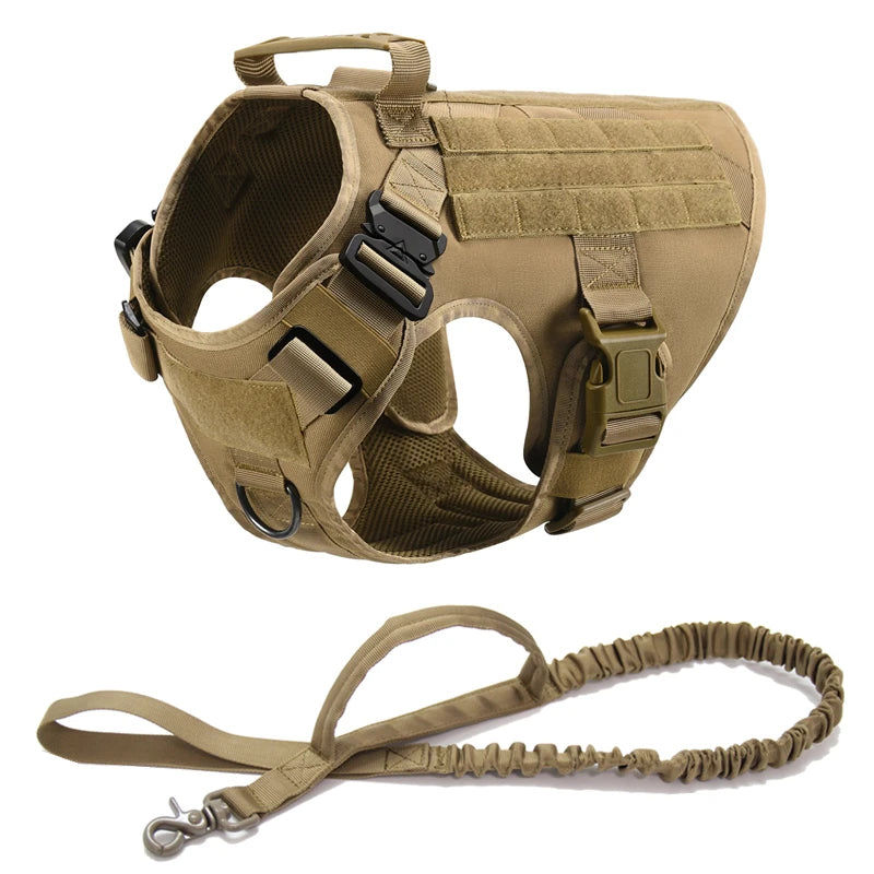 Tactical Dog Harness and Leash Set for Large and Medium Dogs, Military-Style Training Vest for German Shepherd, Golden Retriever, and Working Breeds