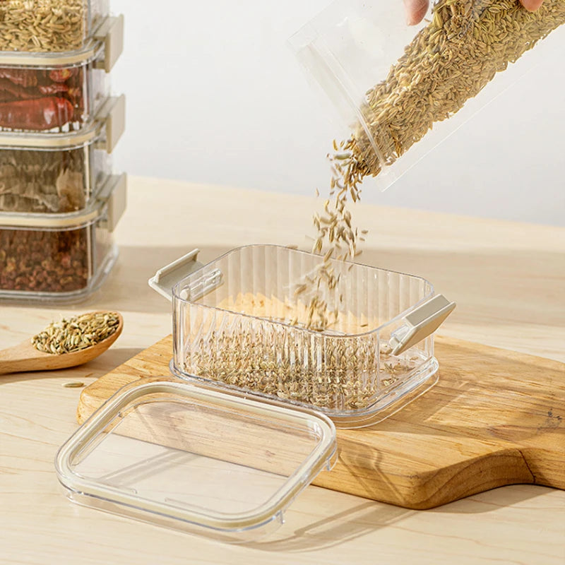 Sturdy Transparent Sealed Kitchen Storage Boxes, Large Capacity Stackable Food Storage Containers for Pantry & Kitchen Organization