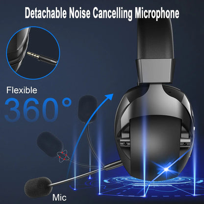 Acinaci Wireless Gaming Headset with Microphone, 2.4G USB, Bluetooth, and 3.5mm Wired Modes, Active Noise Cancellation, 3D Surround Sound Headphones for PC, PS4, PS5, Mac, and Switch