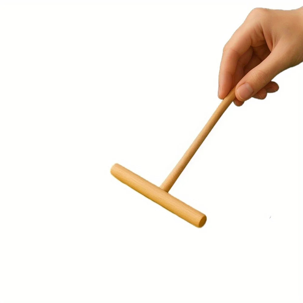 T-Shaped Bamboo Pancake Spatula – Round Head Cooking Tool for Eggs, Pancakes, and Baking