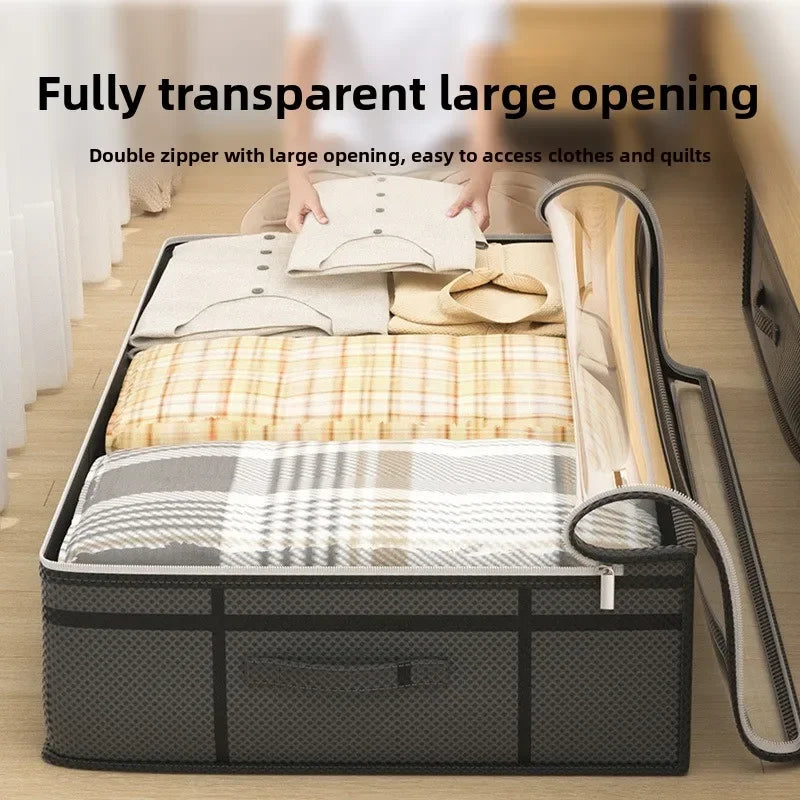 Large Underbed Storage Bag, Foldable Clothes & Quilt Organizer for Bedroom, Dorm & Wardrobe