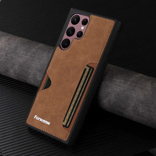 Retro Card Holder Phone Case for Samsung Galaxy S24 S25 Ultra S23 S21 FE S22 S20 S10 Plus Note 20 10 + Wallet PU Leather Cover
