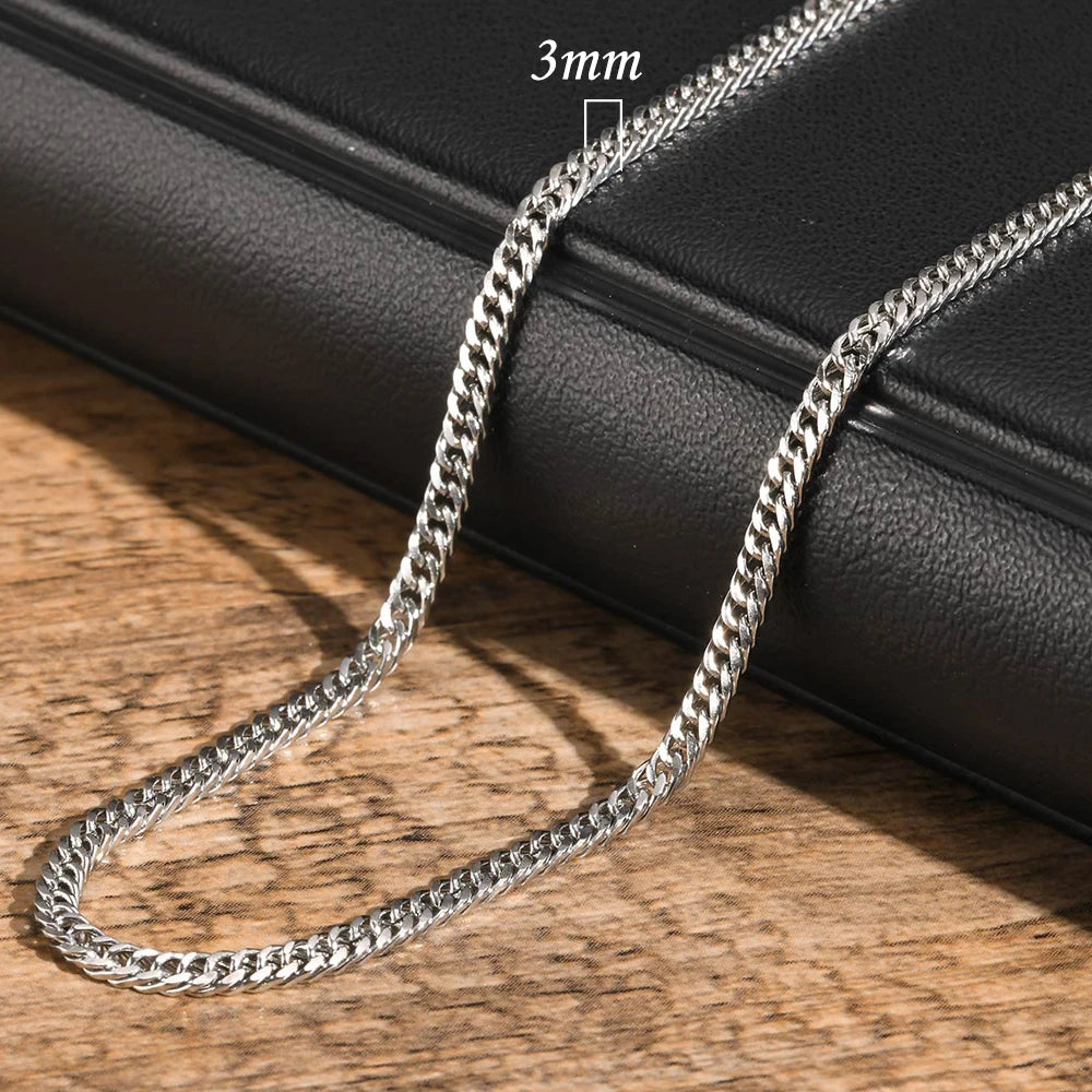 Vnox Stainless Steel Cuban Link Chain Necklace for Men and Women, Thick Miami Curb Chain, Waterproof Silver Unisex Jewelry