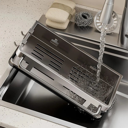 Suction Cup Wall-Mounted Kitchen Sink Storage Rack – Punch-Free Rag & Sponge Draining Organizer