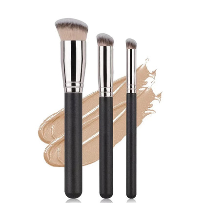 Premium Foundation and Concealer Brush Set, Dense Blending Contour and Blusher Makeup Brushes with Wooden Handle, Flawless Under-Eye Face Brush Set