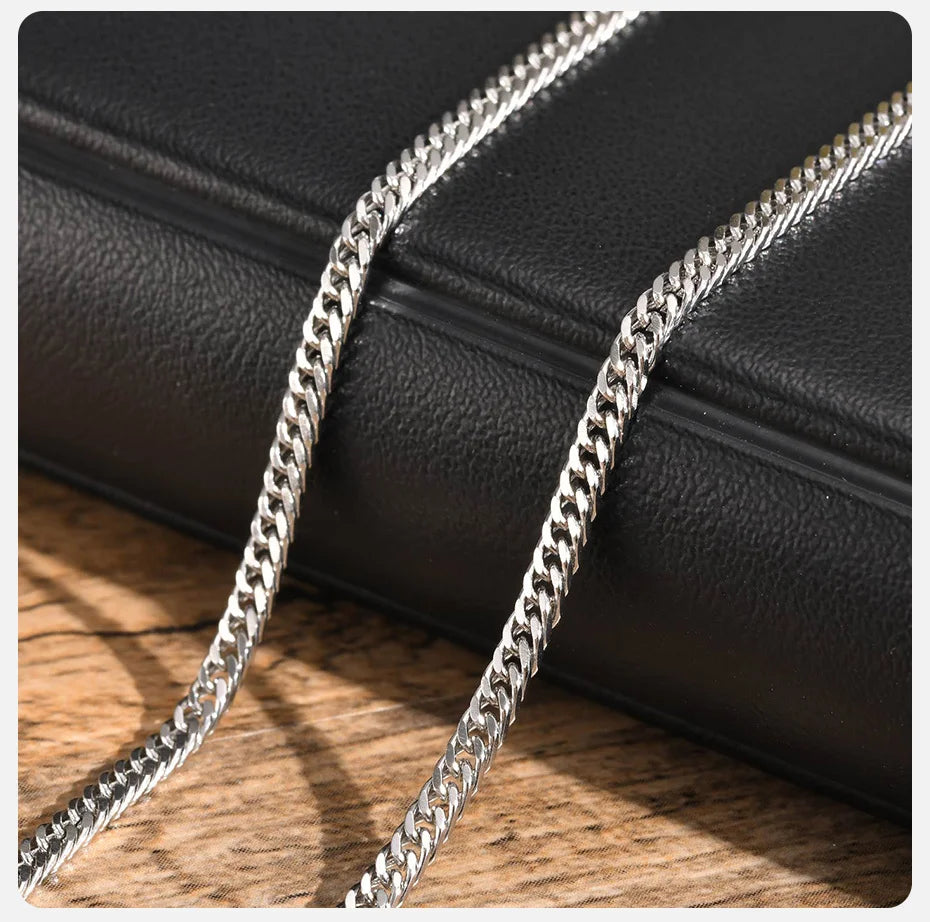 Vnox Stainless Steel Cuban Link Chain Necklace for Men and Women, Thick Miami Curb Chain, Waterproof Silver Unisex Jewelry