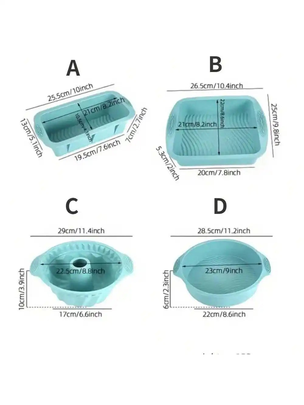 Silicone Cake Baking Mould Set – High-Temperature Resistant Oven Baking Pan for Cake, Bread, Toast, and Muffins