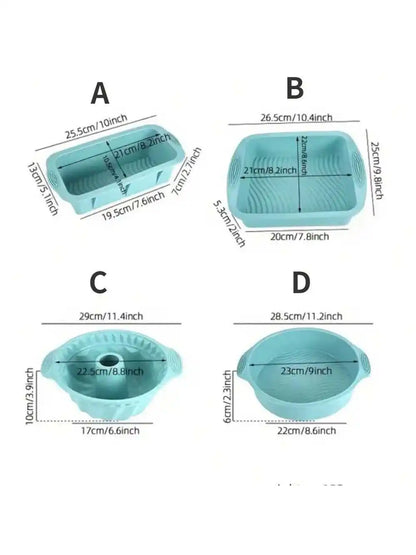 Silicone Cake Baking Mould Set – High-Temperature Resistant Oven Baking Pan for Cake, Bread, Toast, and Muffins