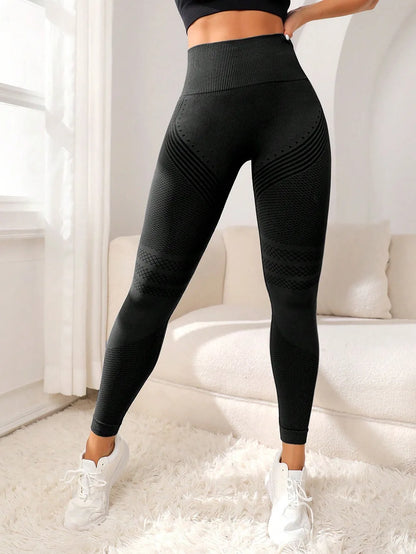 Women’s High Waist Sports Leggings with Butt Lift Design, Sexy Seam Lines Fitness Tight Pants for Yoga, Running, Gym and Workout